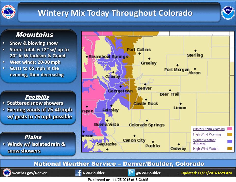 Up to 20" of snow coming to Colorado. image: noaa, today