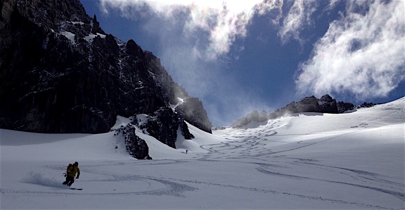 Pow skiing Marcial Glacier, Ushuaia, Argentina yesterday. photo: snowbrains
