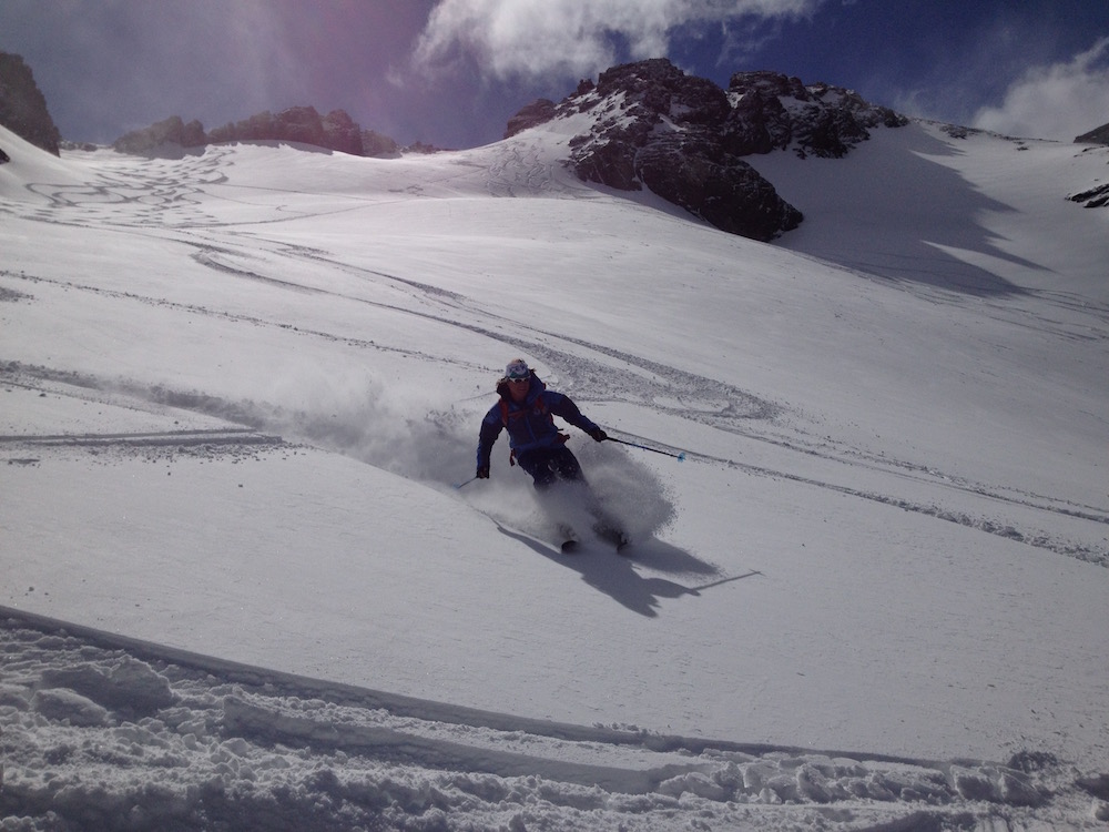 Stefan Palm in pow at the Marcial Glacier, Ushuaia, Argentina yesterday. photo: snowbrains