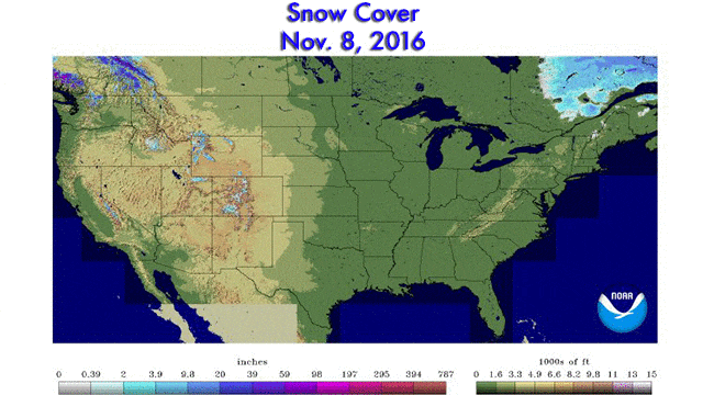A GIF animating Snow Cover on November 8th throughout the years! PC: NOAA