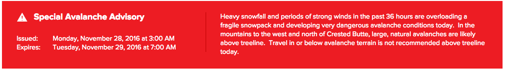 image: crested butte avalanche center, today