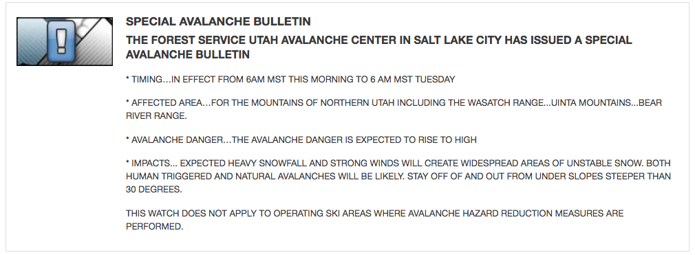 image: utah avalanche center, today