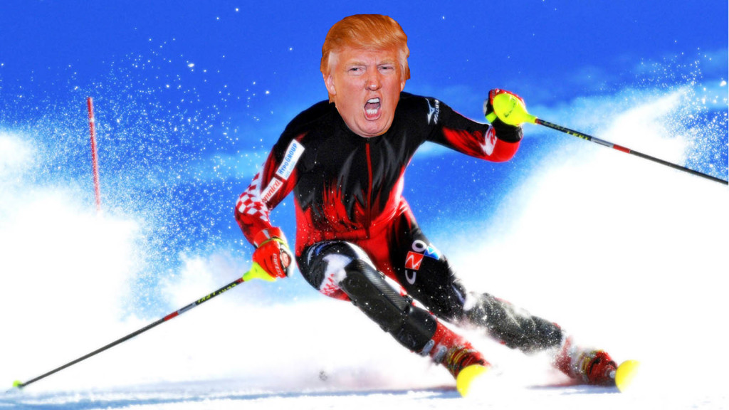 Donald Trump skiing.