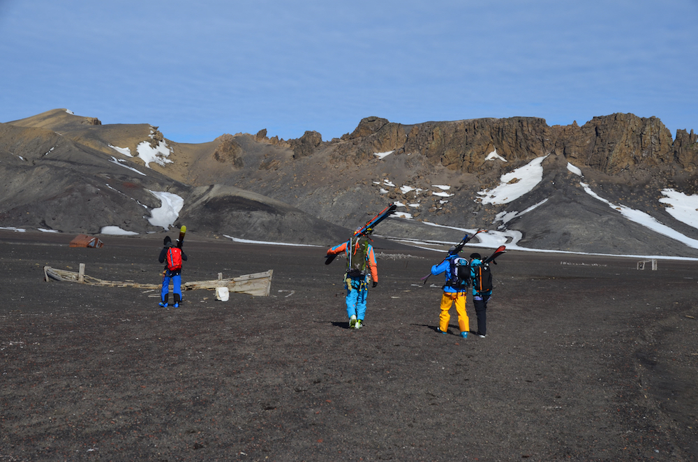 Miles' crew on Deception Island. image: Court Leve/Ice Axe Expeditions 