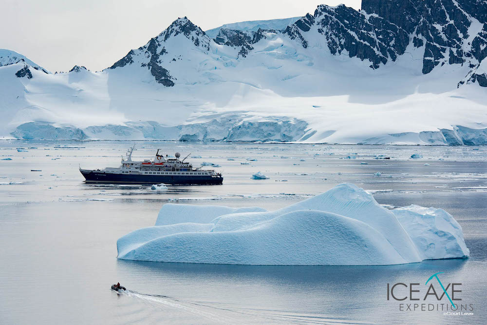 The Sea Adventurer and a Zodiac boat. image: Court Leve/Ice Axe Expeditions