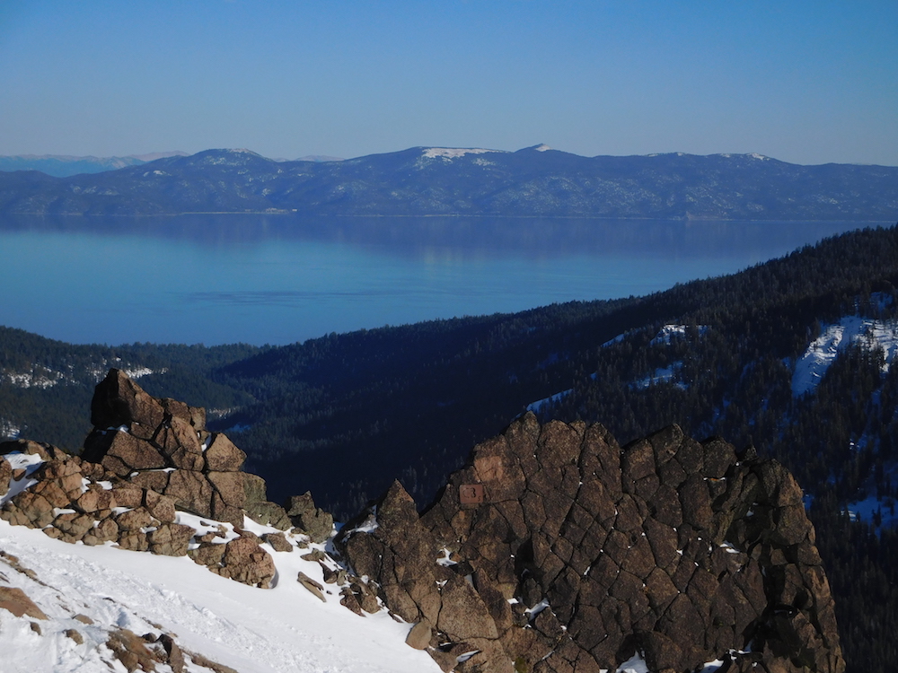 Lake Tahoe from the hike yesterday. Wolverine Bowl at Alpine yesterday. image: snowbrains
