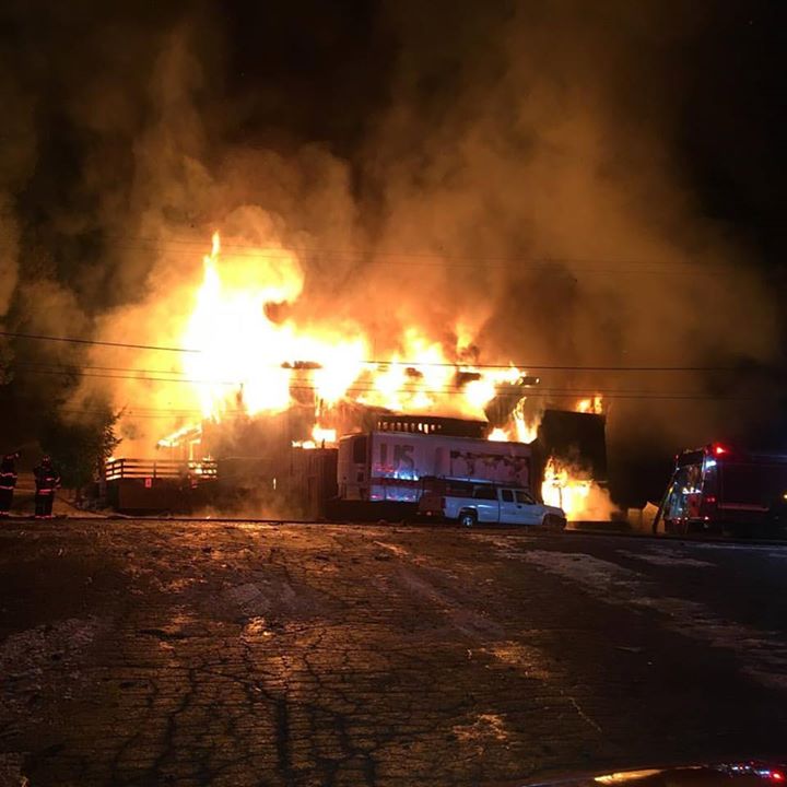 The Lodge was engulfed.. Image: North Tahoe Fire Protection District