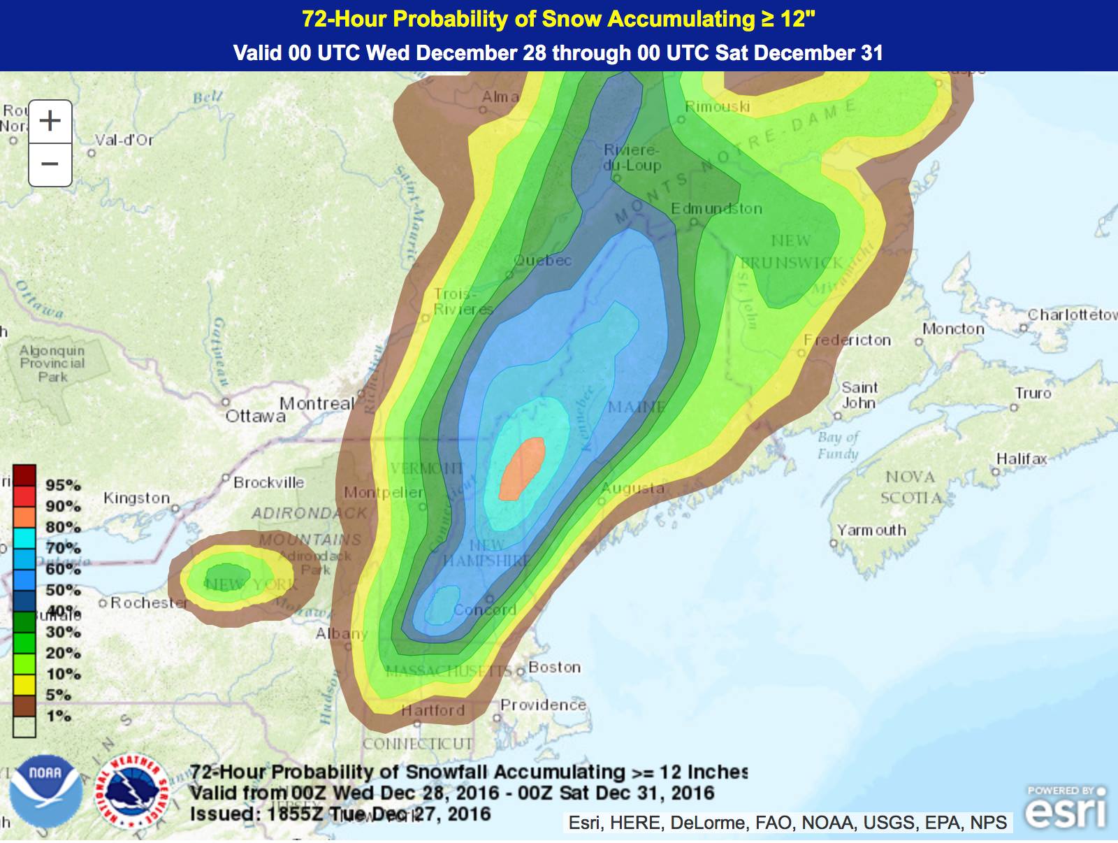 This storm is expected to DRILL Sunday River, ME. Image: NOAA