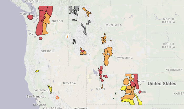 High avy danger in WA, UT, CO, ID today.  image:  avalanche.org