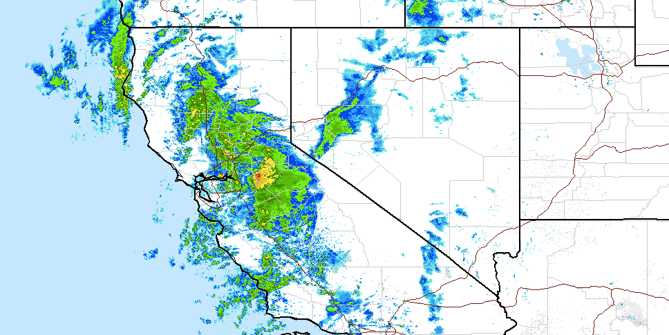 Radar image of the precip moving across CA today at 9:39am pst. image: noaa