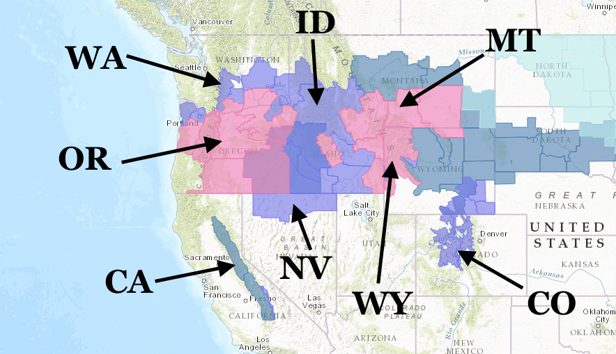 Pink= Winter Storm Warning, Purple= Winter Weather Advisory, Turquois= Winter Weather Watch. Image: NOAA, Today