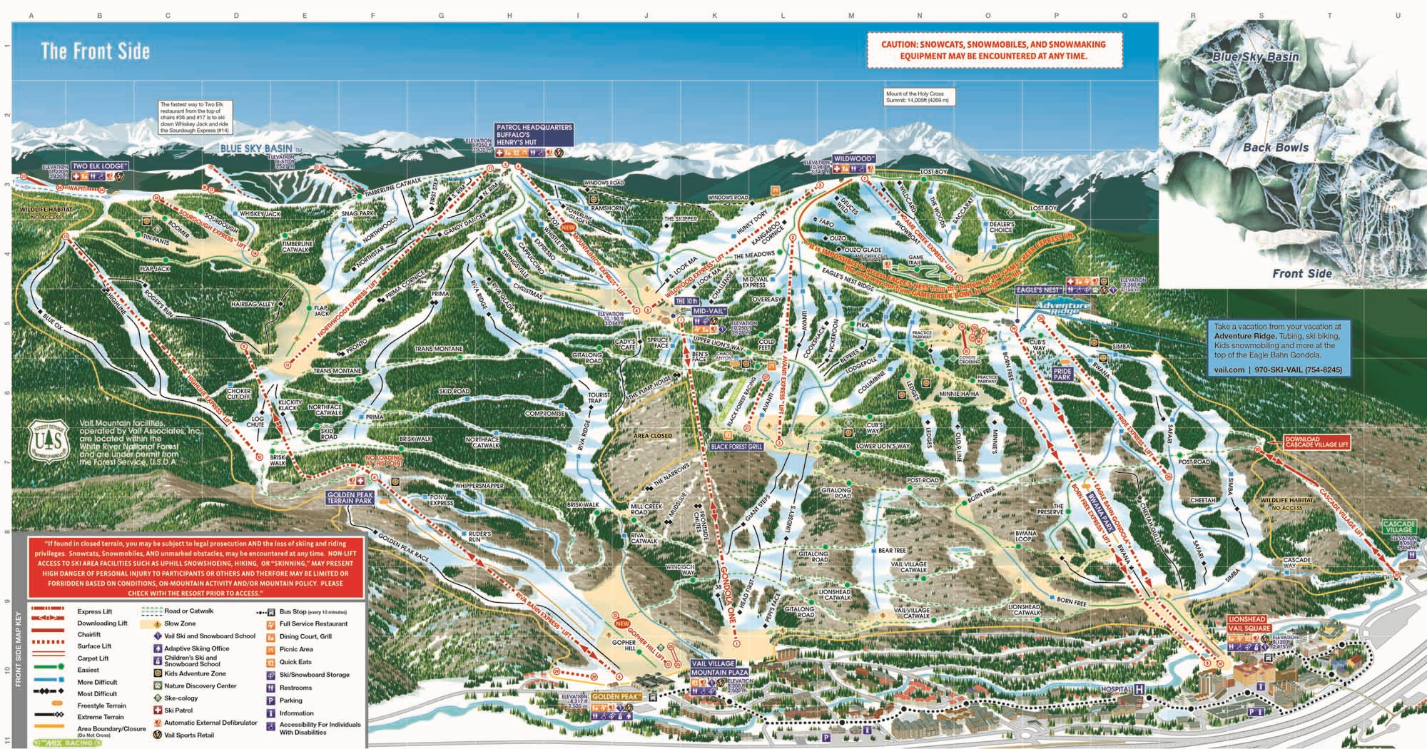 Vail front-side trail map