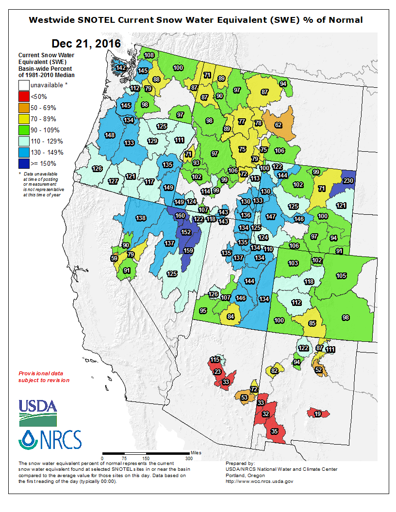 Tahoe snowpack at 59% of average for today's date. image: nrcs