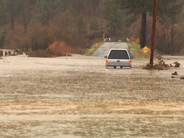 Chandler Road is flooded near Oakland Camp. Image: CHP