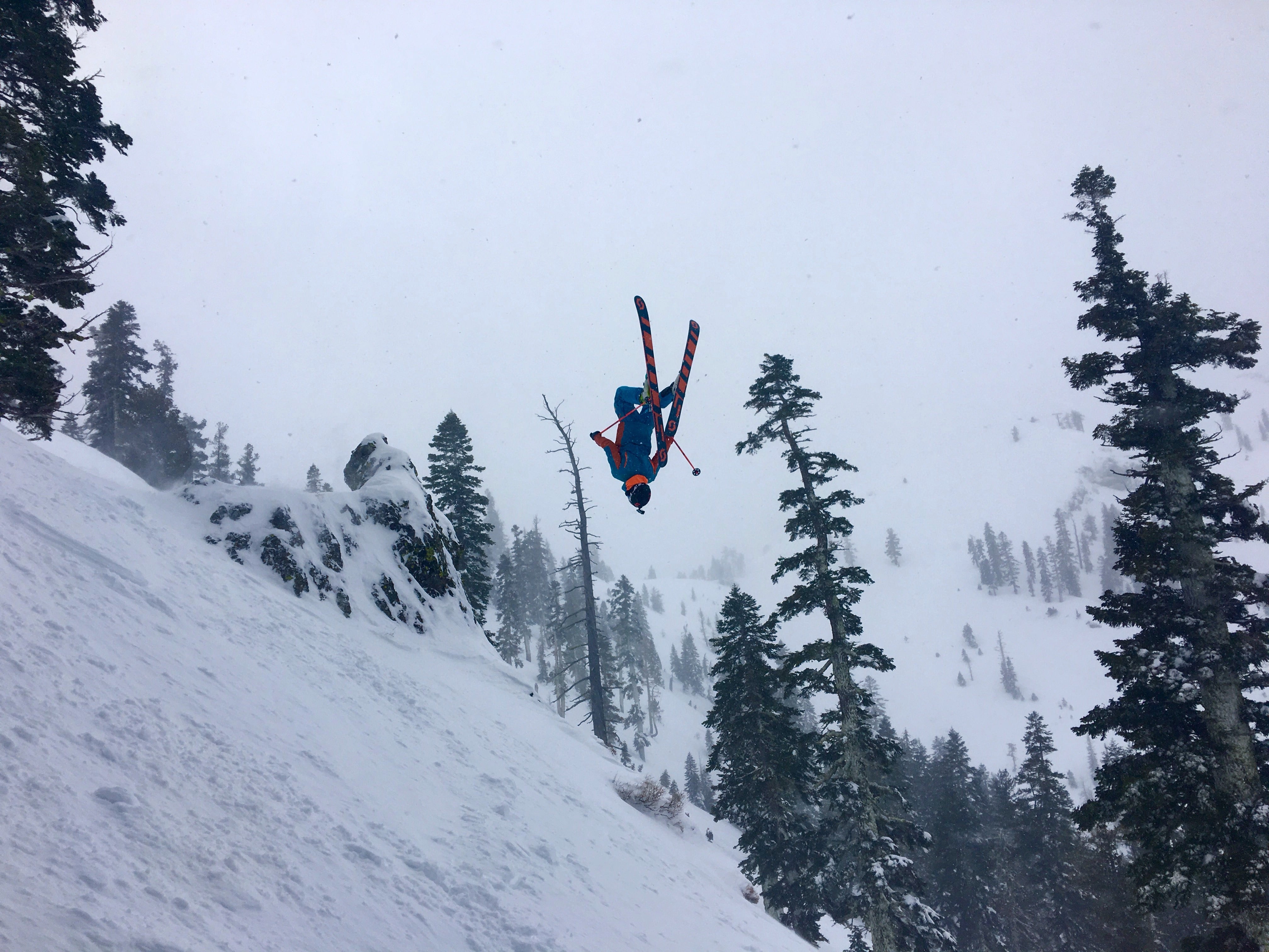 Backflip off the Heidi kicker today. photo: trevor wende skier: miles clark