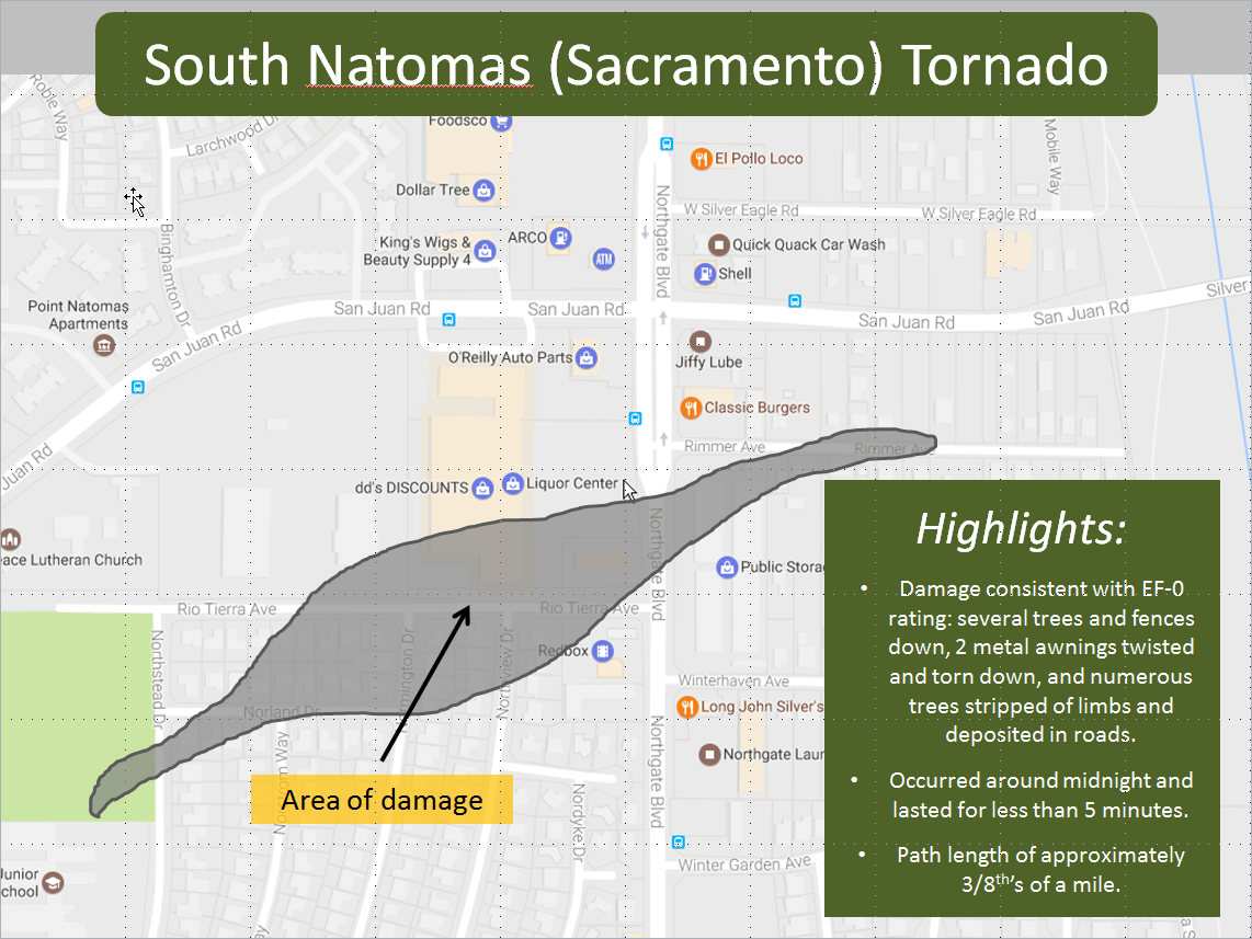 Tornado Details. Image: NOAA Sacramento, CA Today