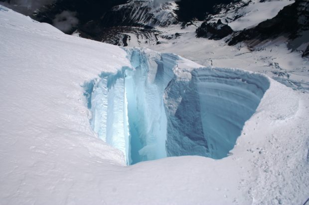 Image of a crevasse. Source; Summit Post.
