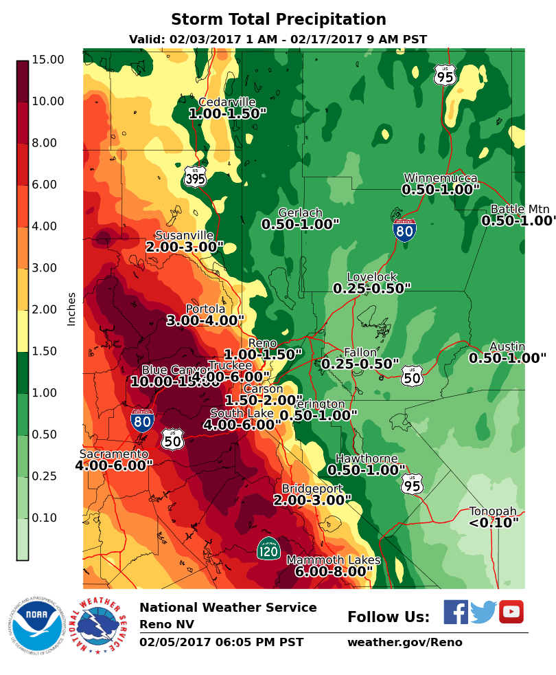 Crazy precipitation totals. Image: NOAA Reno, NV