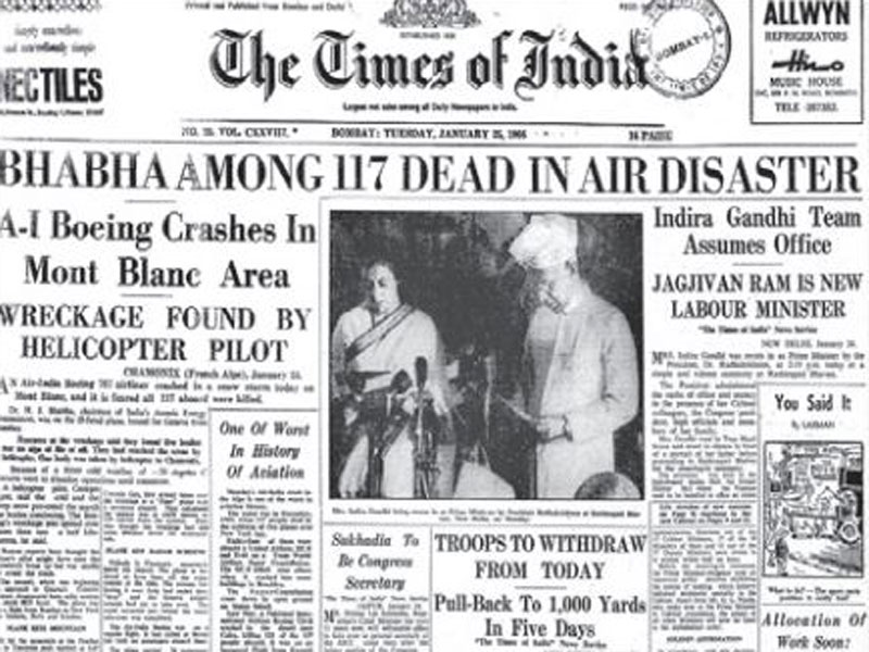 Newspaper, Headline, Air India, Crash, Remains, Mont Blanc, 