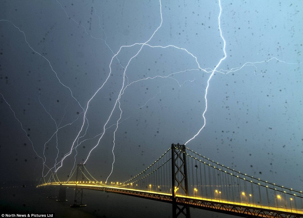 thunder, lightning, storm, electrical, california, golden gate bridge