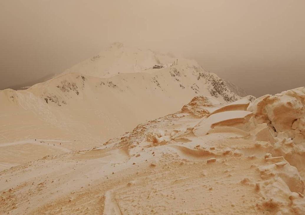 orange snow, Russia, Sochi, Sahara