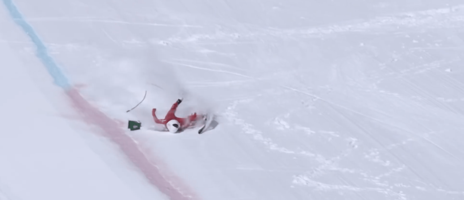 speed skiing, crash, wipeout, yardsale, crashed