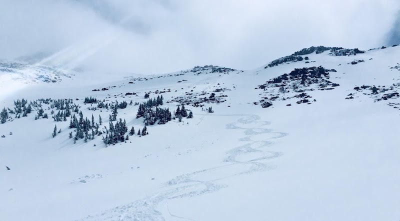 Bell lake ski tracks