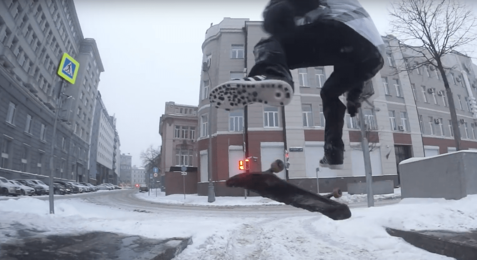 skateboarding, russia, snow