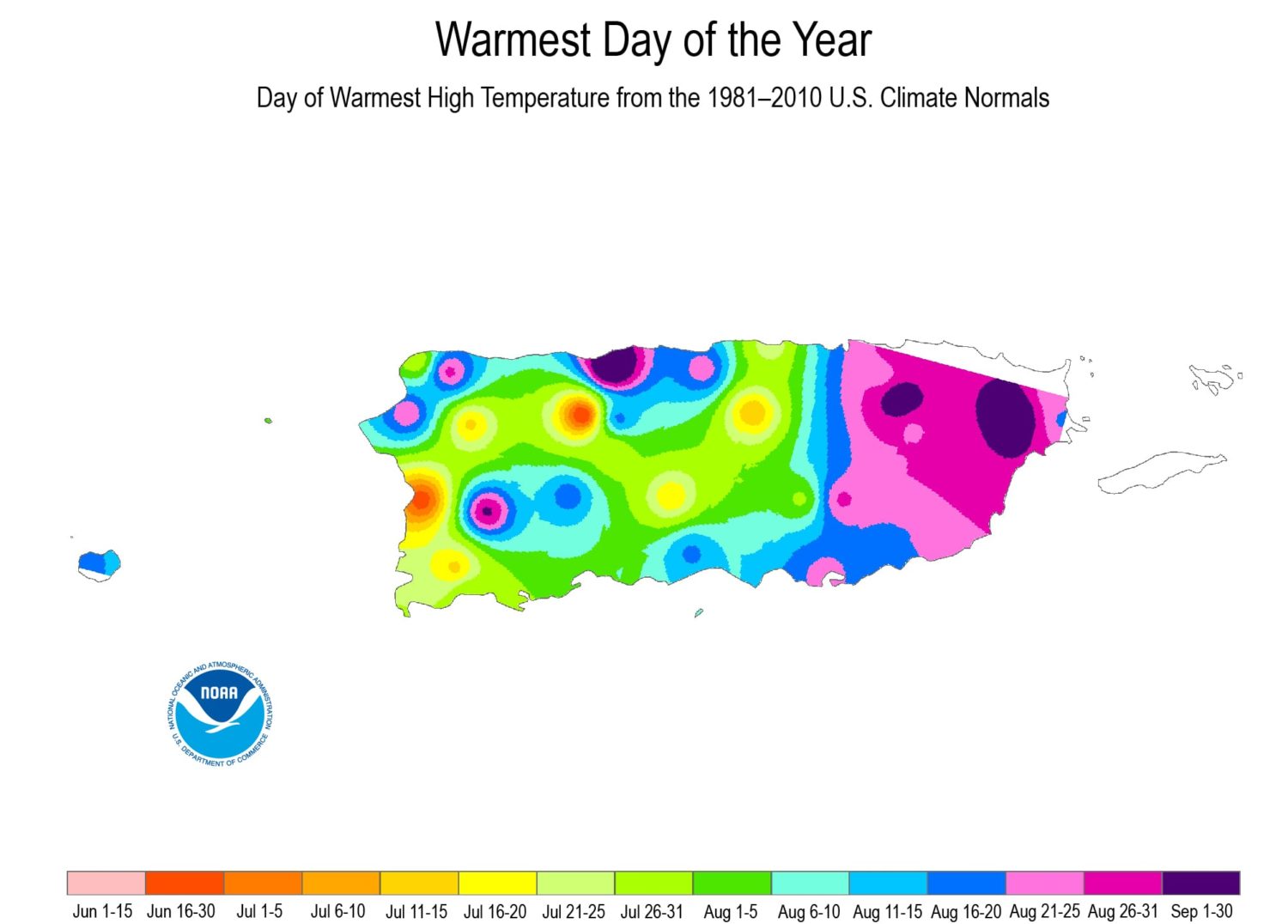 noaa, weather, warmest day of year