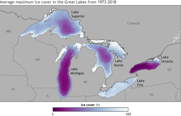 noaa, Great Lakes, ice cover