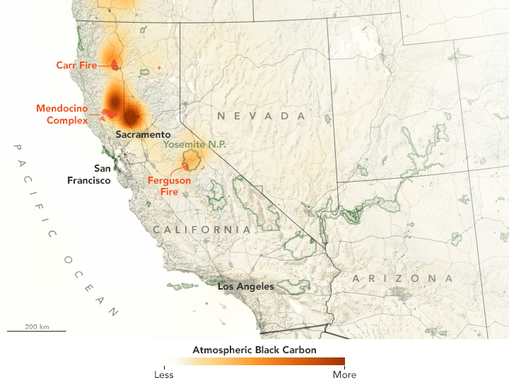 nasa, smoke, wildfire, california