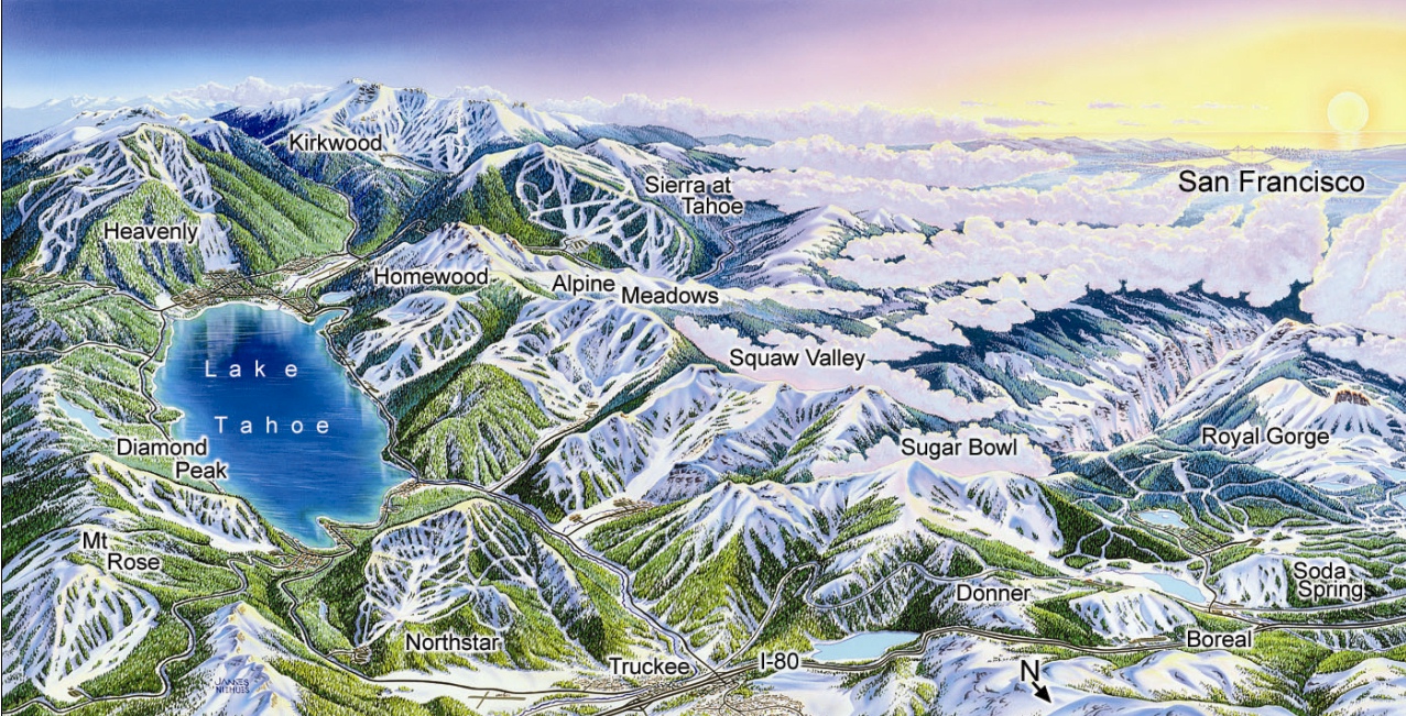 Ski Resorts Lake Tahoe Map - Gabi Pammie