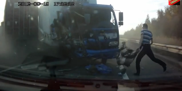 Russian truck driver skirts death