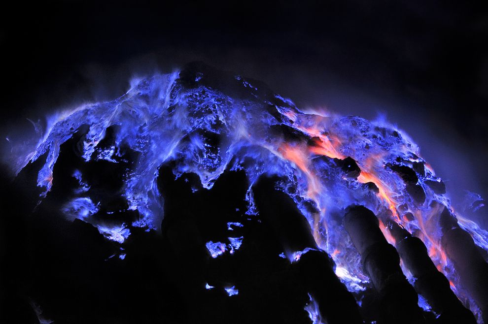 blue flames volcano