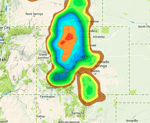 Snowfall Forecast for Colorado today.