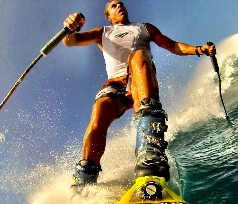 Our buddy Chuck Patterson wearing some solid ski boots at Jaws, Maui
