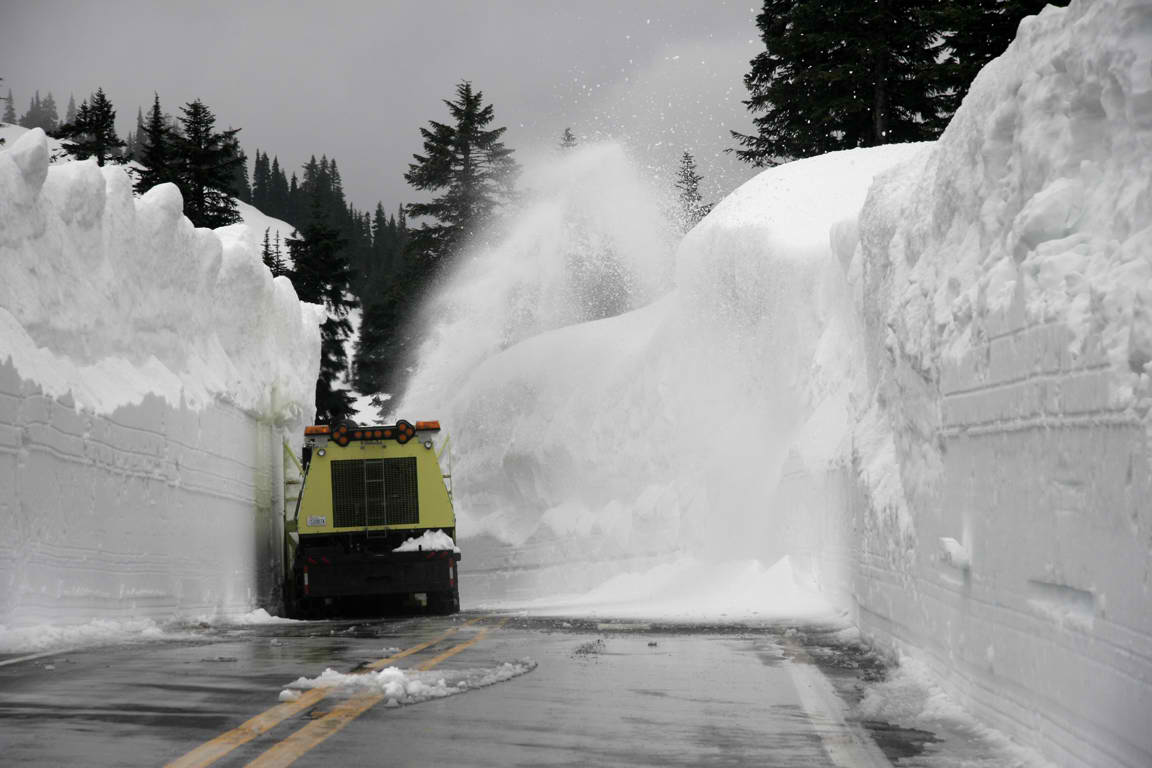 Ridiculously deep snow banks. Chinook Pass, Mt. Rainier National Park, WA. June 2011. photo: WSDOT