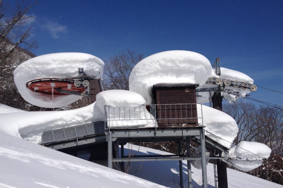 Old ski lift in Japan in January. photo: miles clark