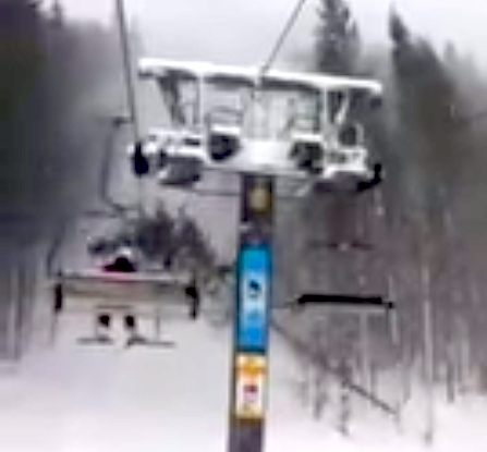 tree falls on chairlift
