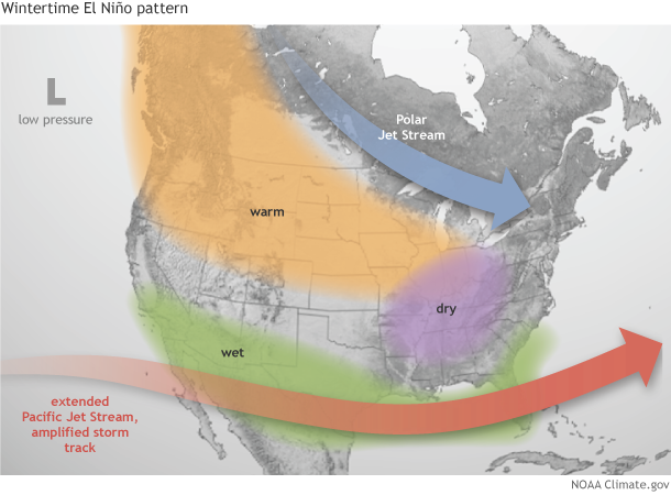 El Nino winter typical pattern for North America. - SnowBrains