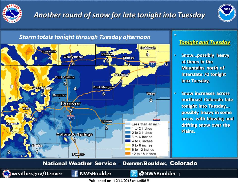 Winter Weather Advisory for Colorado Today 612" of Snow
