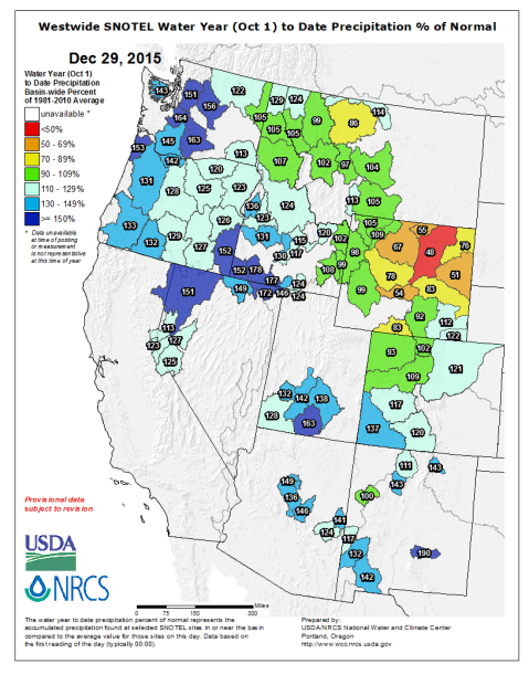 Most Of The Western US Snowpack Is Above Average Right Now SnowBrains   West Wytdprecpctnormal Update1 479x620 