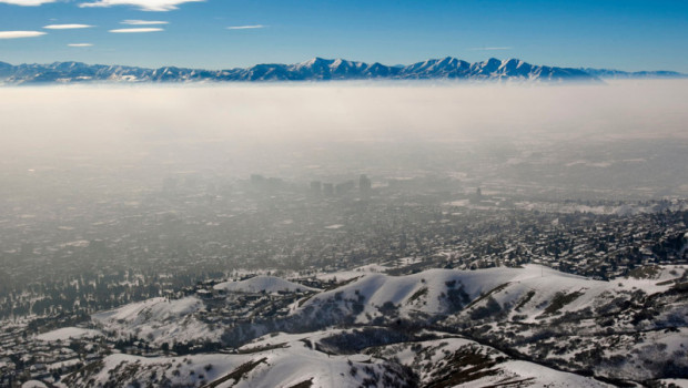 Known as an "Inversion" in Salt Lake it is really just air pollutants trapped between the two large mountain ranges.