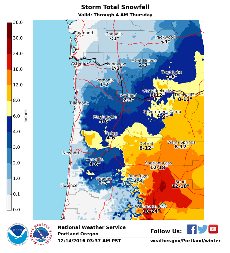Nearly Entire State of Oregon Under Winter Storm Warning Today/Tomorrow
