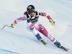 Laurenne Ross has the fastest time in the downhill portion of the Ladies World Cup Combined event at Val d Isere Friday Dec.16.2016 pc; U.S. Skiteam twitter