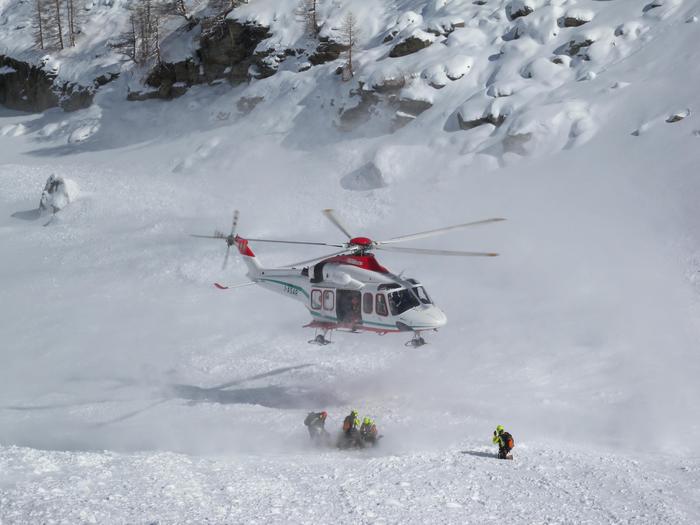 Rescue efforts included a helicopter in northern Italy on Friday March 17th for two back country skiers killed in an avalanche in the Western Rhaetian Alps in Alta Valmalenco in Lombardy in northern Italy near the Swiss border. pc Centro Mateo Italiano