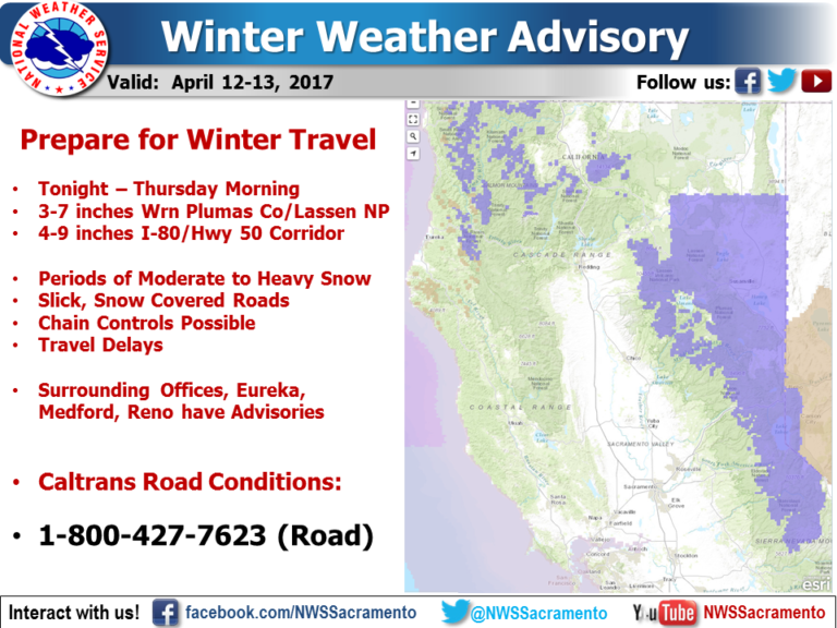 Winter Weather Advisory Issued For California | 5-14" of ...