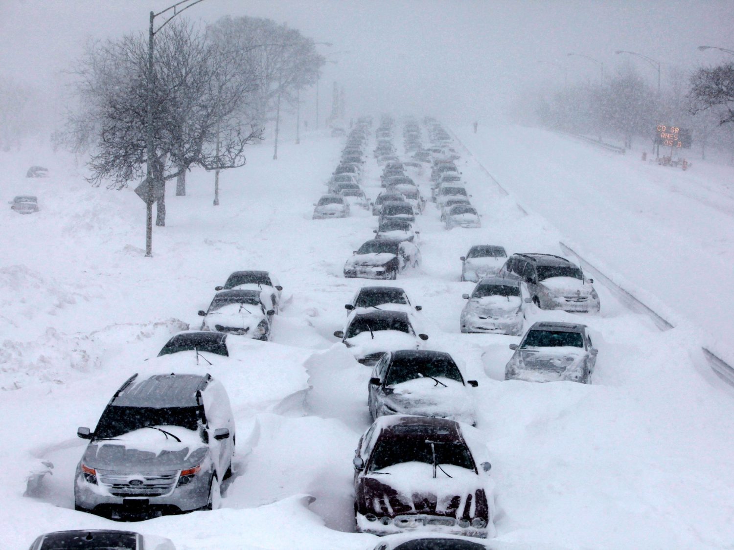 blizzard, snowstorm, weather, visibility, snow, winter, cars abandoned, highway