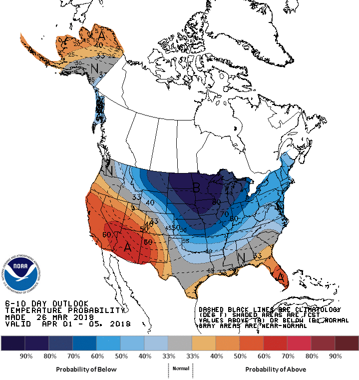 noaa, climate prediction, cold, april