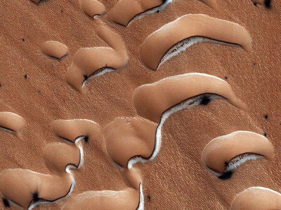 mars, planet, space, frost, dunes